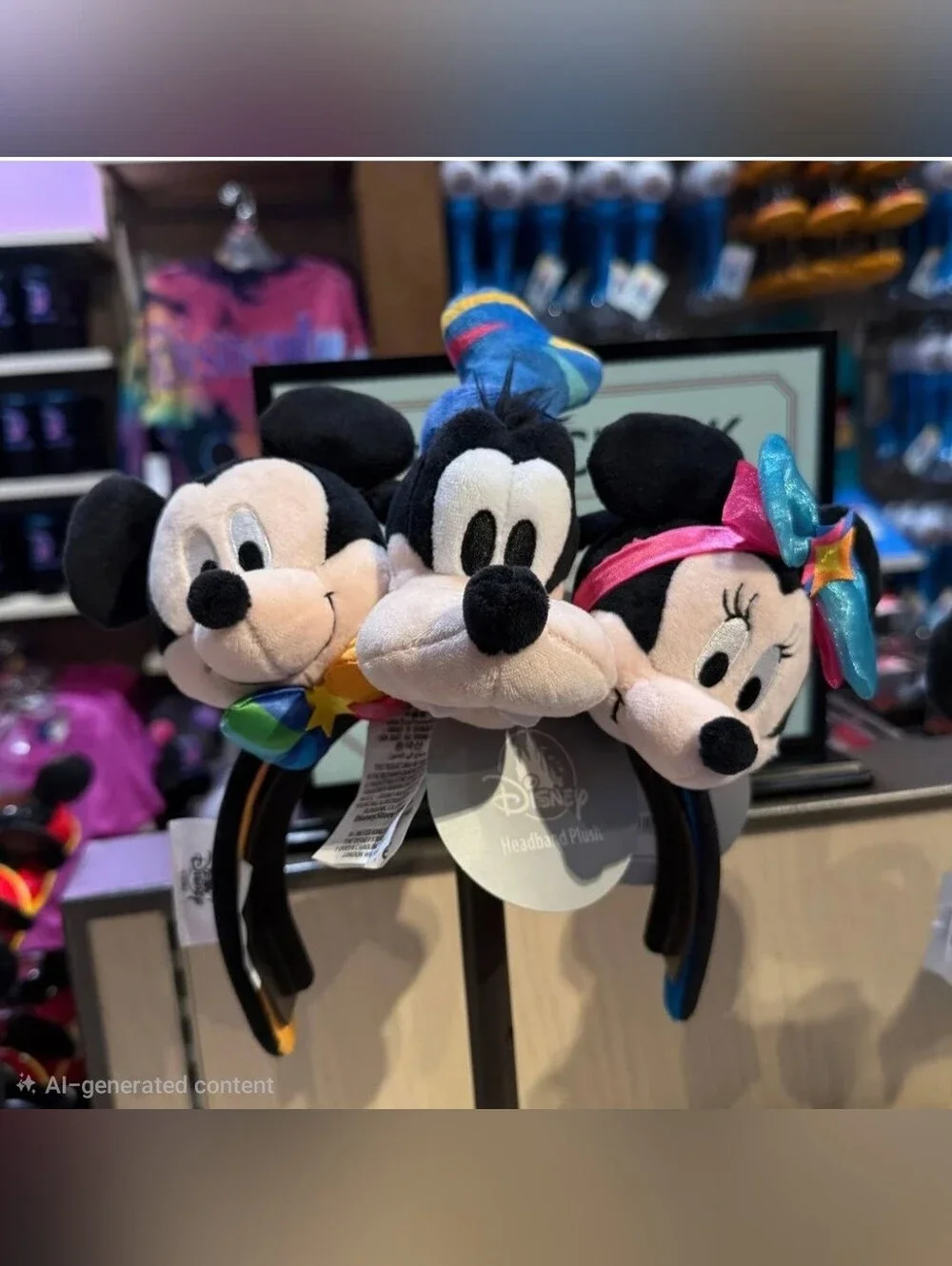Disney 70th Headband  Mickey, Goofy, Minnie (Multicolor)